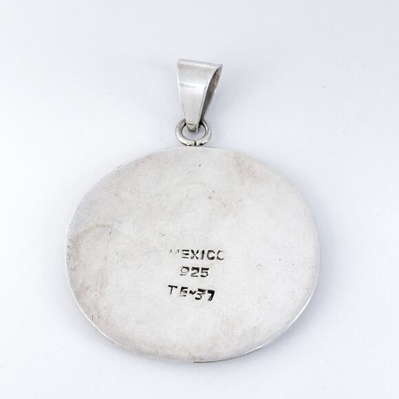 Vintage Mexico Sterling Silver 925 Round Disk Rainy Day Child Pendant - Picture 6 of 8